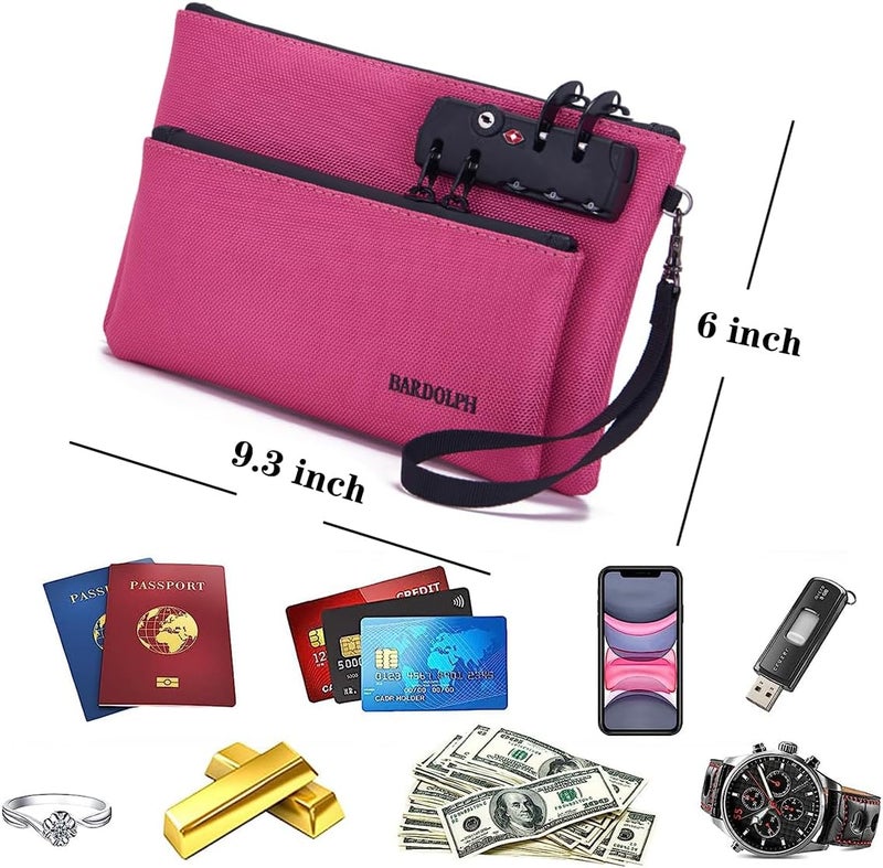 BARDOLPH Money Bag with Lock, Double layer Men & Women's Locking Accessories Pouch, Bank Bag, Passports, Notary Supplies, Valuable StorageBag,CashBag and Zipper NotaryBag with Lock - Image 5